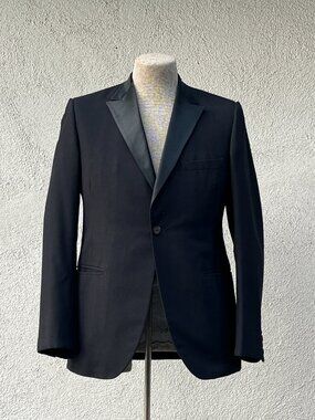 Vintage 60s Saks Fifth Avenue Black Notched Lapel Tux Tuxedo Jacket 40S
